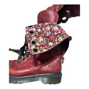 Dr. Martens, Triumphant Boots with Floral Fold-Over